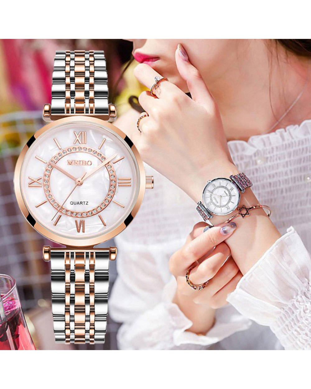 Luxury Crystal Women Bracelet Watches Top Brand Fashion Diamond Ladies Quartz Watch Steel Female Wristwatch Montre Femm front-0
