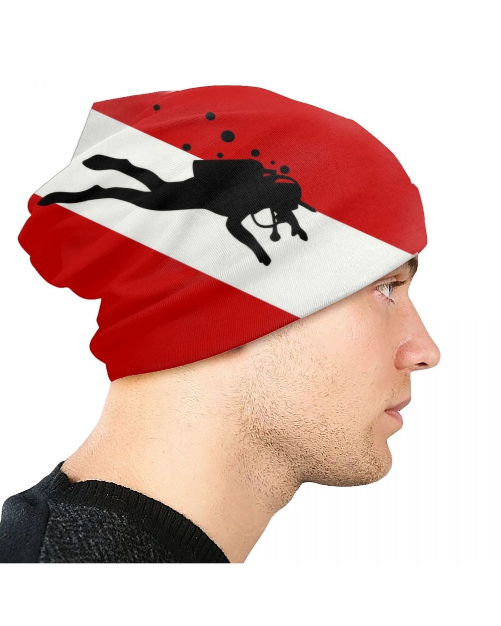 Scuba Dive Flag Bubble Skullies Beanies Caps Men Women Unisex Cool Winter Warm Knit Hat Adult Diving Diver Bonnet Hats front-4