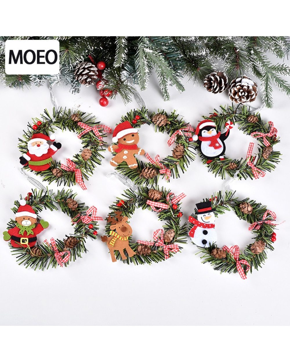 Christmas Decorations Garland Tree Toys Pendant Santa Claus Elk Round PVC Ornaments Christmas Tree Pine Cone Gift Home front-0