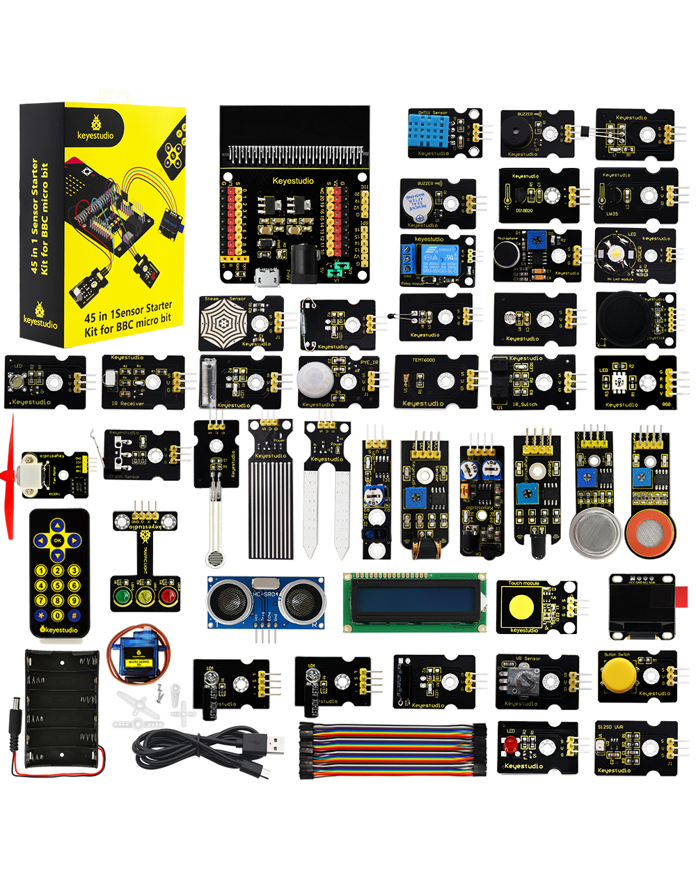 Keyestudio 45 In 1 Sensor Starter Kit Electronic Diy Kit For Bbc Micro:Bit V2+45 Projects W/Gift Box front-0