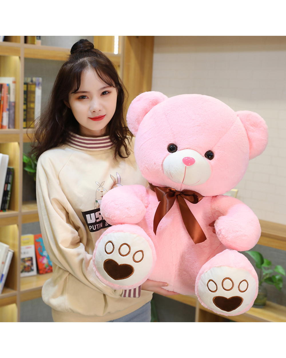 1Pc 35-60Cm Kawaii Plush Teddy Bear Toys Stuffed Animal Brown Bow-Knot Bear Dolls Soft Pillow Christmas Decor Gift For front-5