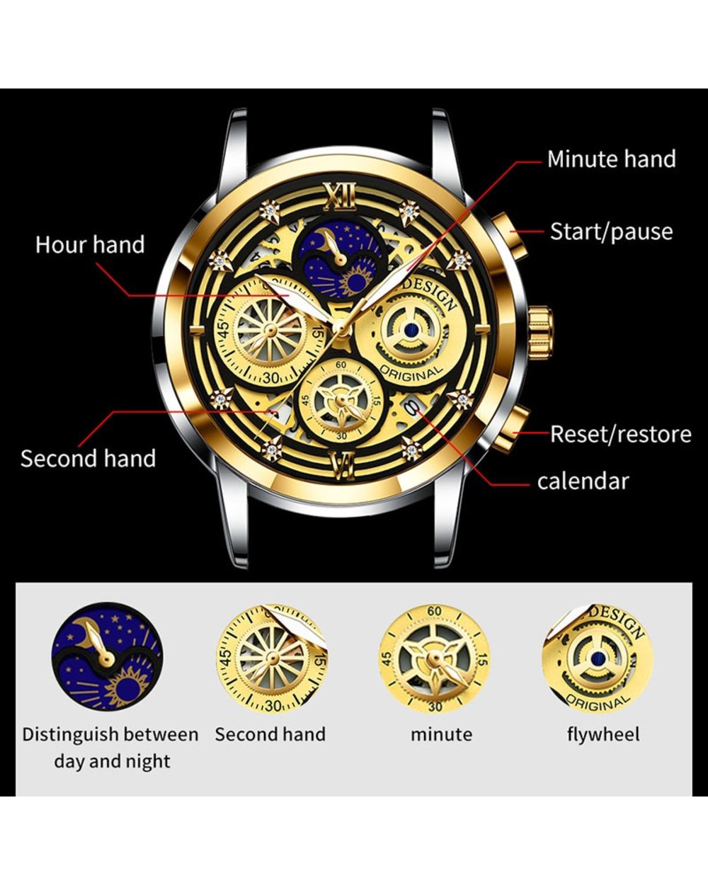 New Fashion Men Watch Calendar Stainless Steel Top Brand Luxury Sports Chronograph Quartz Watch front-2