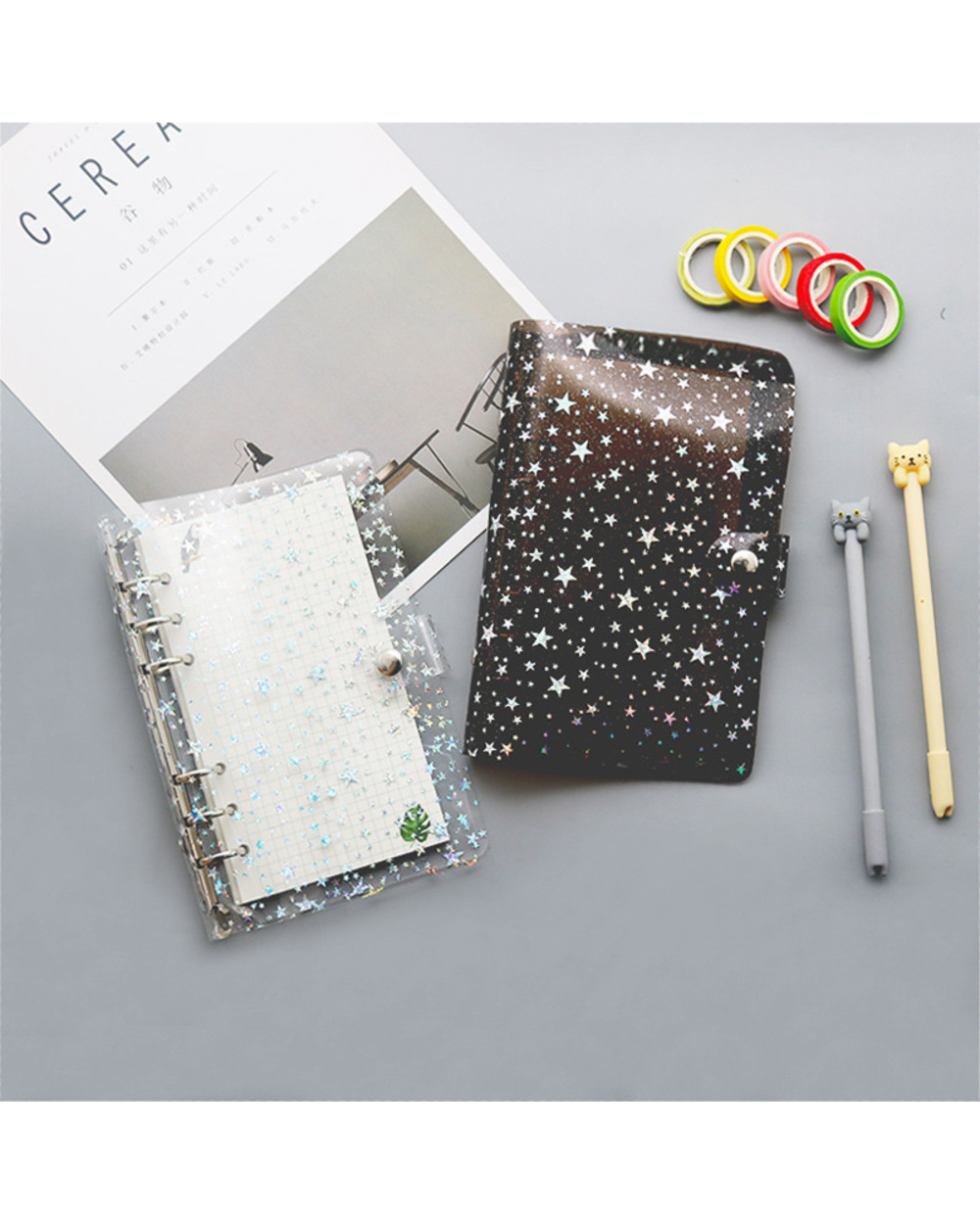 New Creative Gypsophila A6 Binder Pvc Six-Hole Loose-Leaf Shell Hand Book Loose-Leaf Notebook Office Stationery Supplies front-2