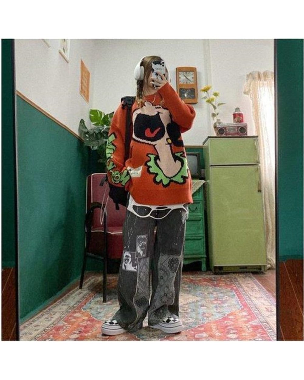 Cool Women Loose Pant Vintage Female Pants Fashion Femme Harajuku Baggy Jeans Female Pants Gothic Pants front-2