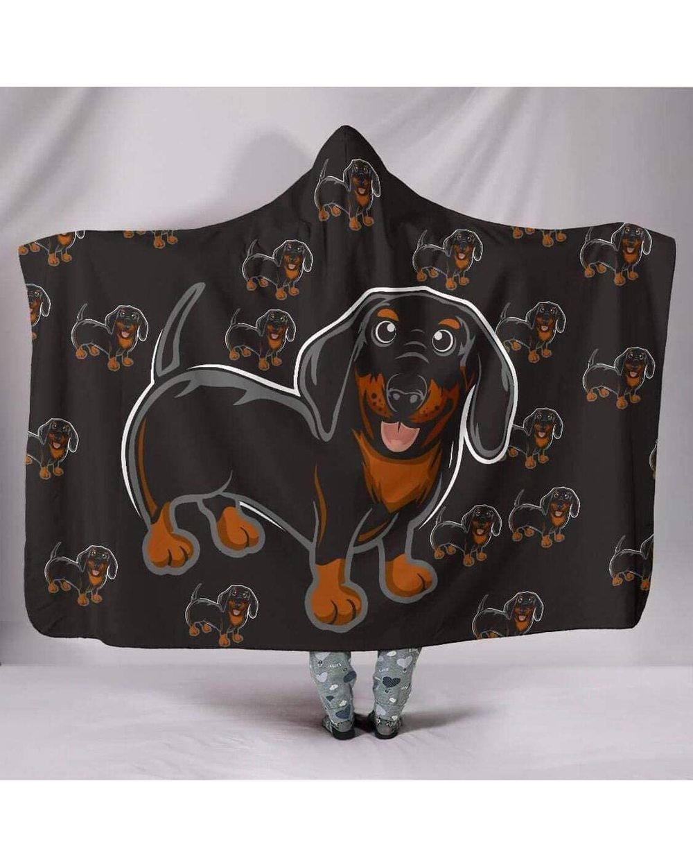 Personalized Dachshund Dog Hooded Blanket - Hoodie Blanket For Adult Men Women One Size Fits All front-0