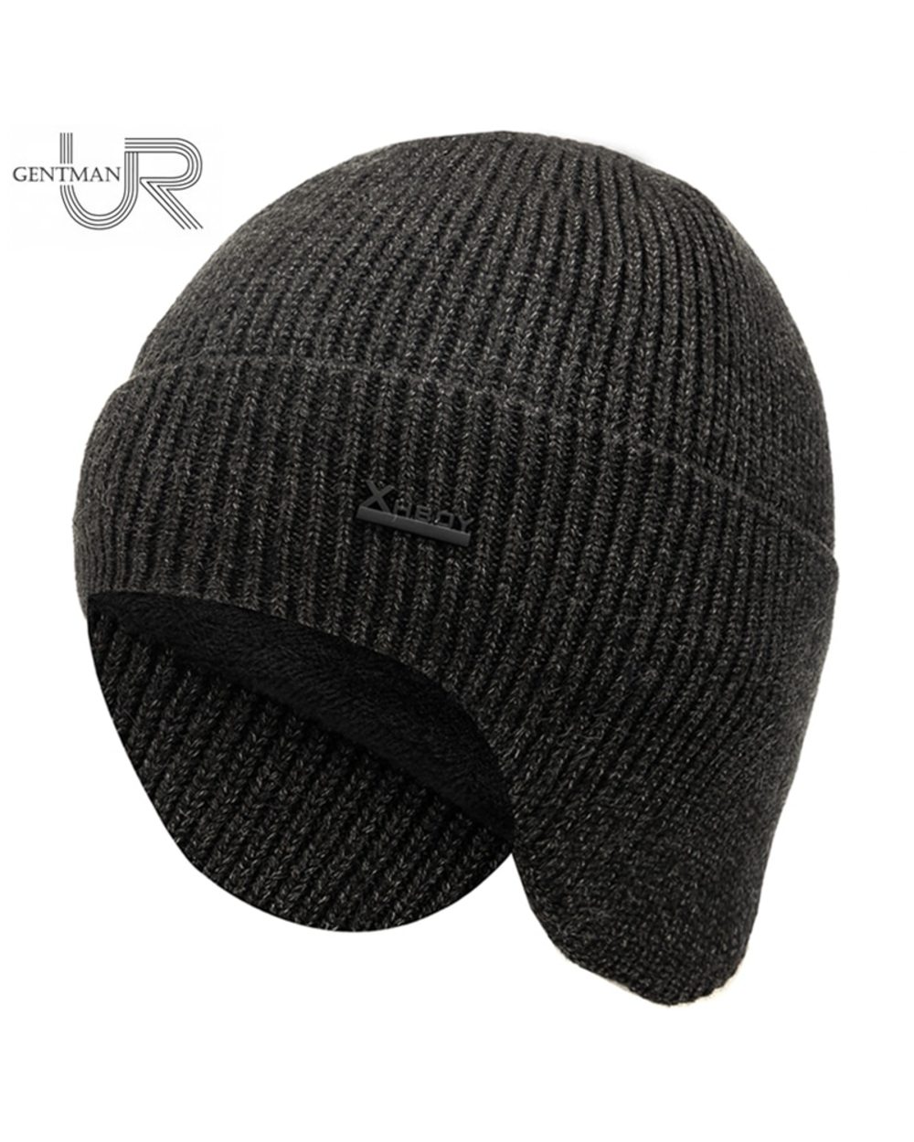 New Men Winter Hat Add Fleece Warm Earflap Cap Stylish Soft Beanie Hat For Male Outdoor Thicken Ski Sports Knitted Hat front-0