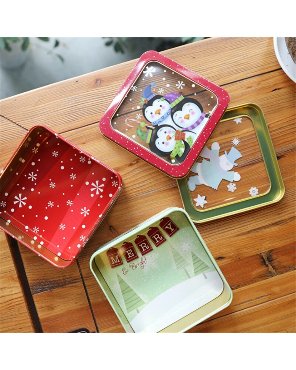 Merry Christmas Candy Box Christmas Tree Gift Box Party Gift Iron Box Container Supplies Scented Tea Biscuits Nut Box front-4