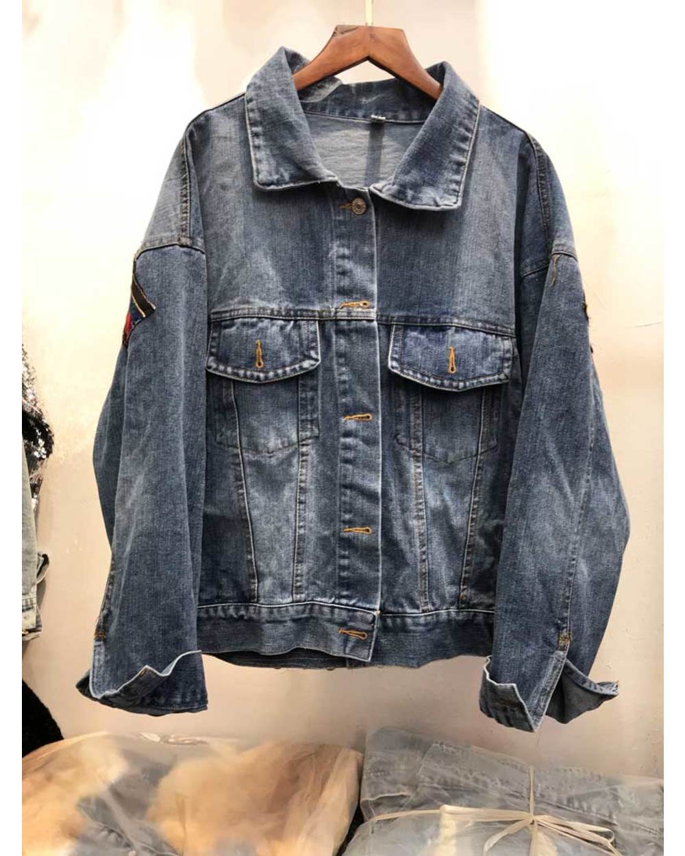 Inspired ETHNIC EMBROIDERY VINTAGE DENIM JACKET Long Sleeve Autumn Winter Jacket Women Boho Style Jacket VG06 front-3