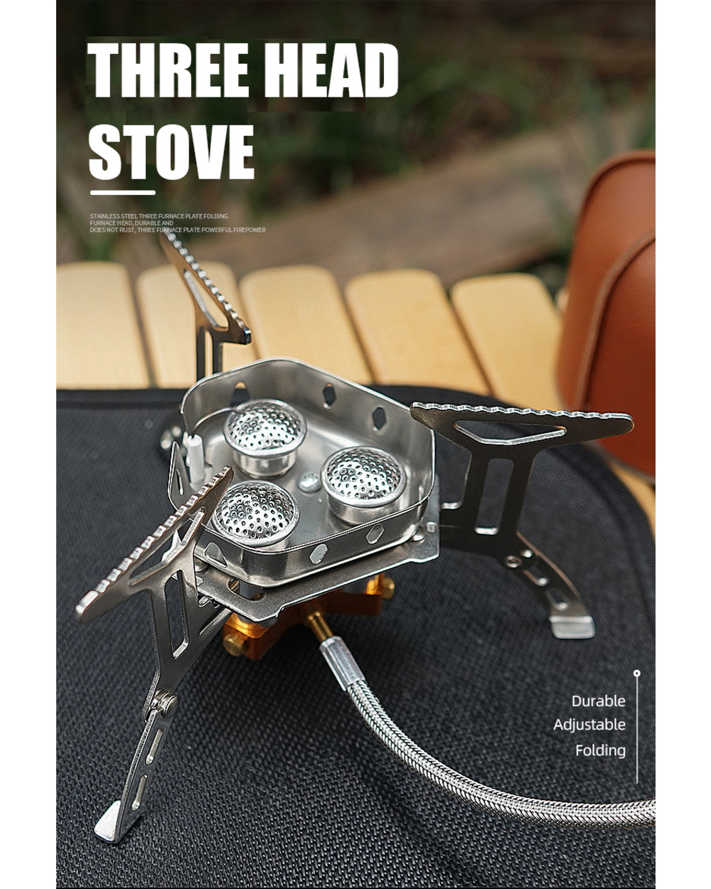 5800W 3 Burners Camping Gas Stove Foldable Piezo Ignition Lightweight Windproof Backpacking Stove Outdoor Sport Cooking front-3