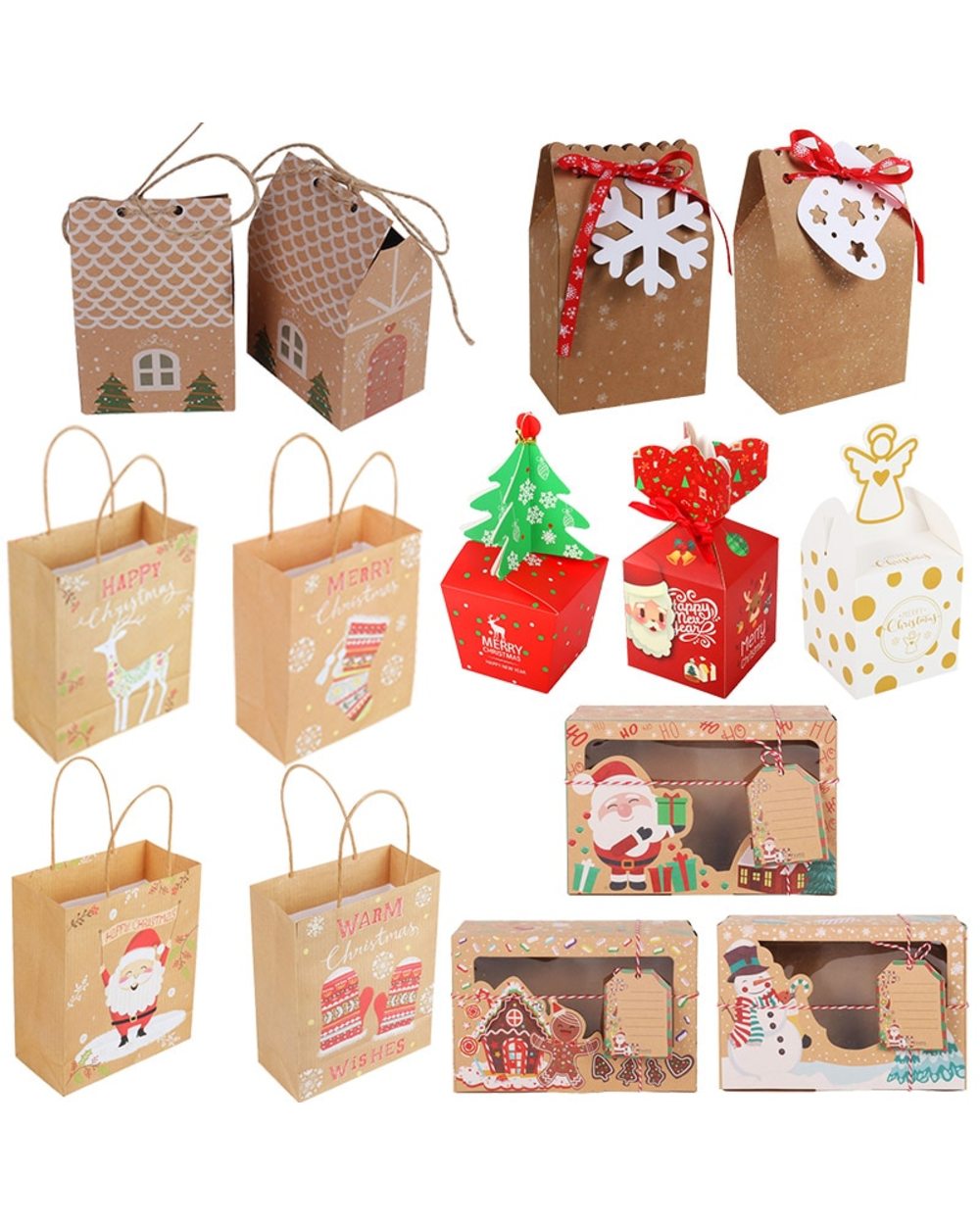 Christmas candy cookies bags kraft paper biscuit bag christmas favors decor xmas decorations navidad 2022 gift boxes front-0