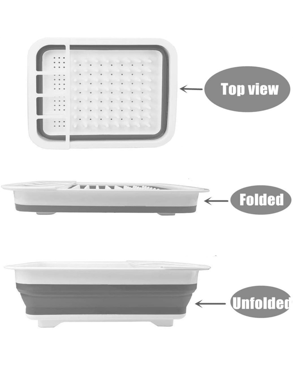 Foldable Dish Rack Kitchen Drainer Tool Bowl Tableware Plate Storage Organizer Holder Portable Fold Drying Home Tpr Rac front-4