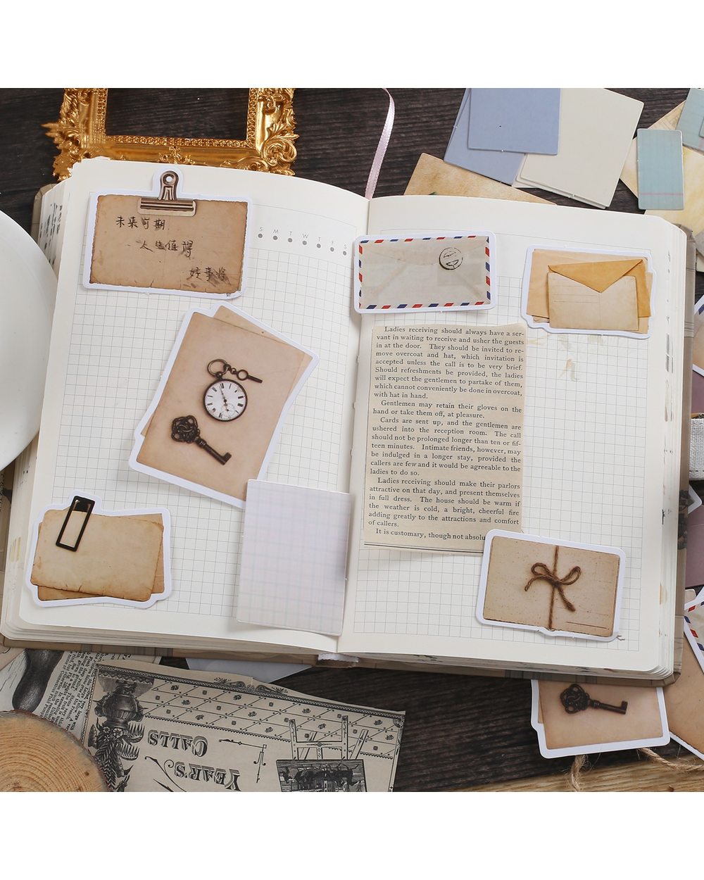 45 Pcs Vintage Letter Series Material Sticker DIY Scrapbooking Junk Journal Base Collage Diary Decoration front-1