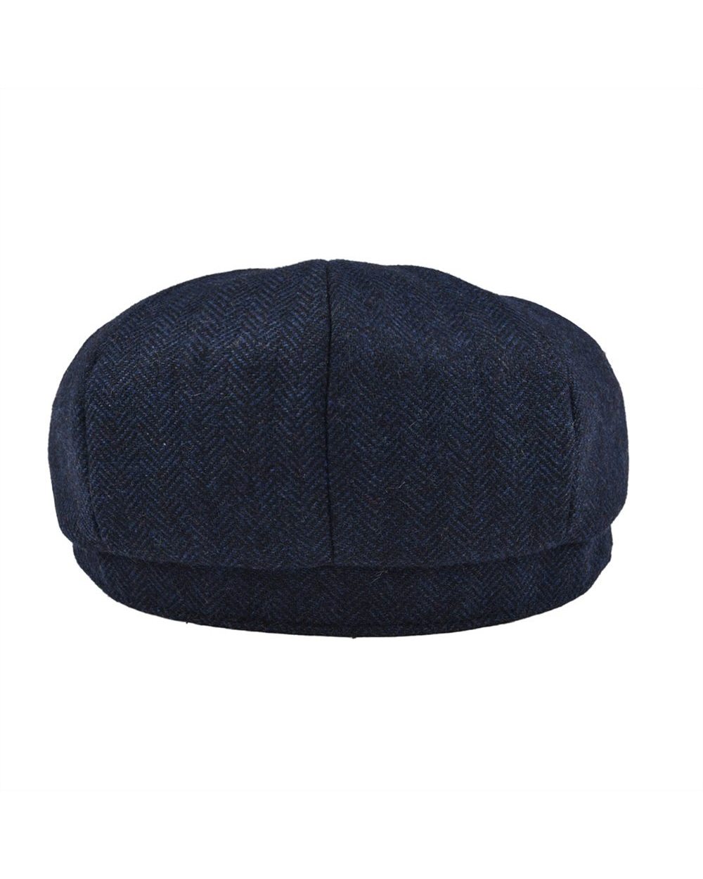Botvela Wool Tweed Navy Blue Herringbone Newsboy Cap Men 8-Quarter Panel Cabbie Flat Caps Women Driver Beret Hat front-3