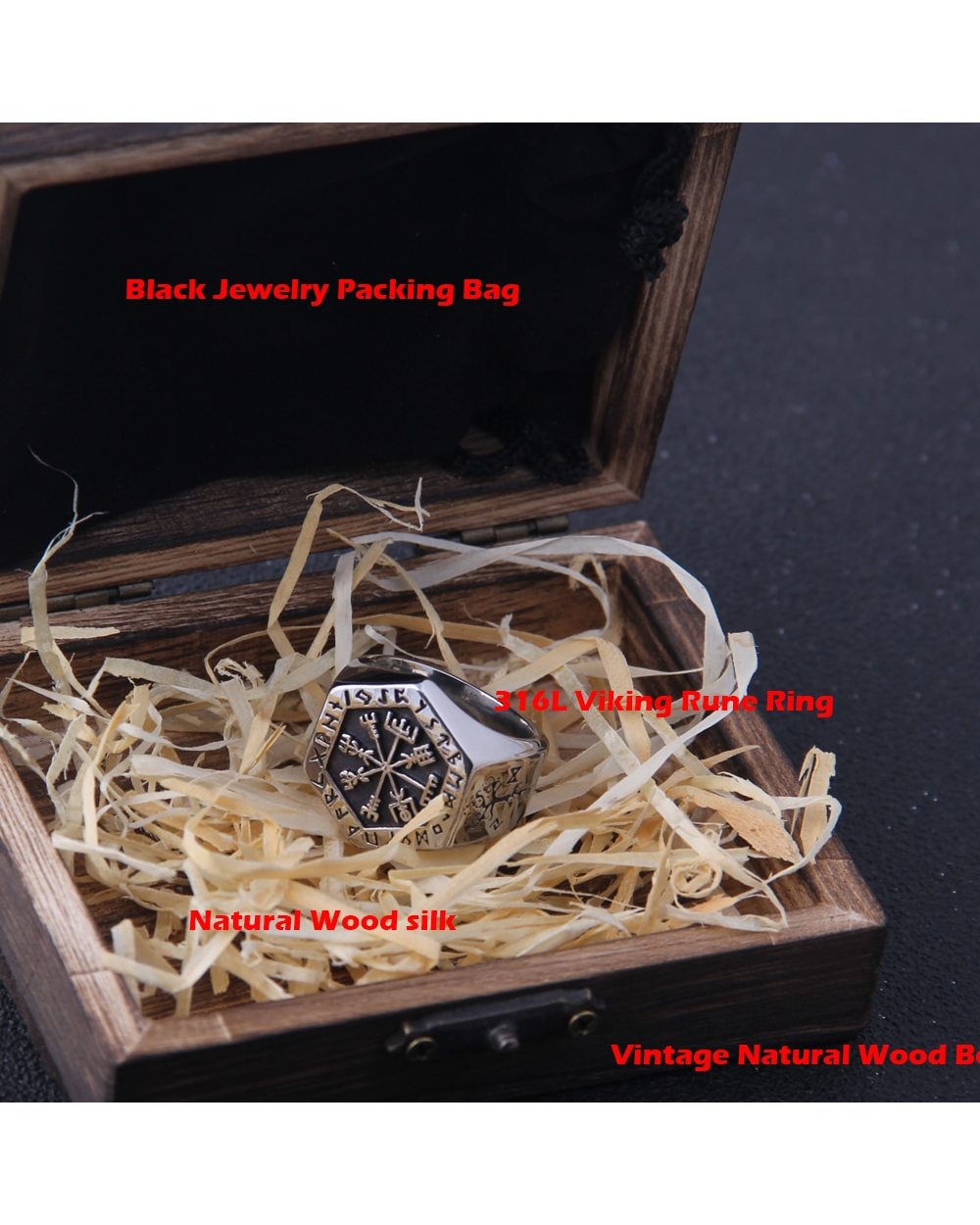 Viking Compass Runic Statement Rings Men Vintage Color Nordic Viking Totem Odin Men Rings Jewelry front-5
