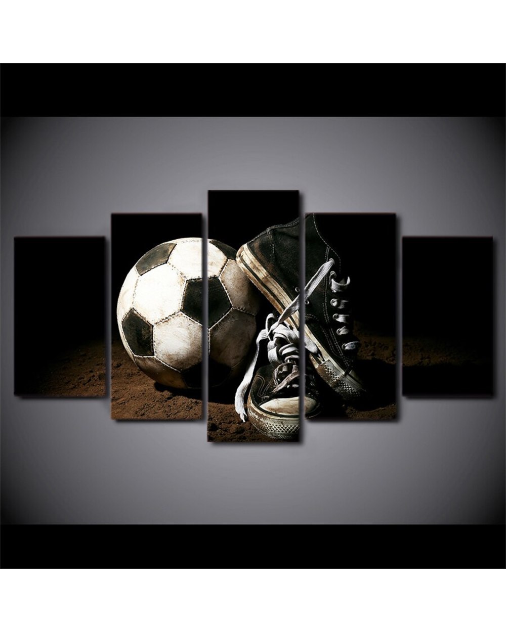 Football and Shoes Vintage Picture Print Sports 5 Panel Canvas Art Wall Decor front-1