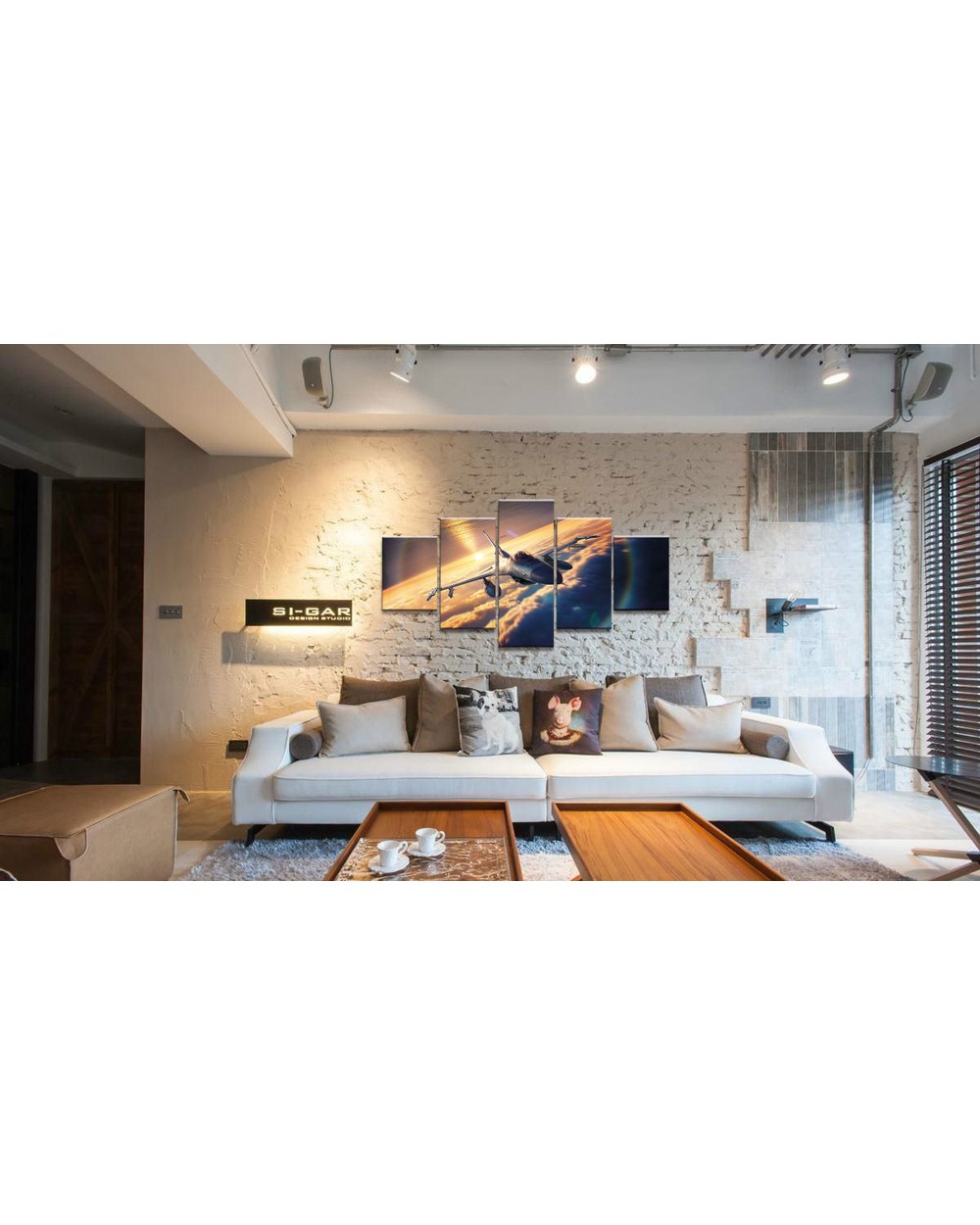 Fighter Military Weapons Picture Print Space 5 Panel Canvas Art Wall Decor front-2