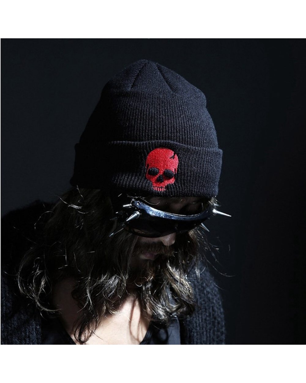 Autumn And Winter Women Cotton Wool Hat Personality Skeleton Knitting Hats Men And Women Keep Warm Hip-Hop Skull Cap front-5