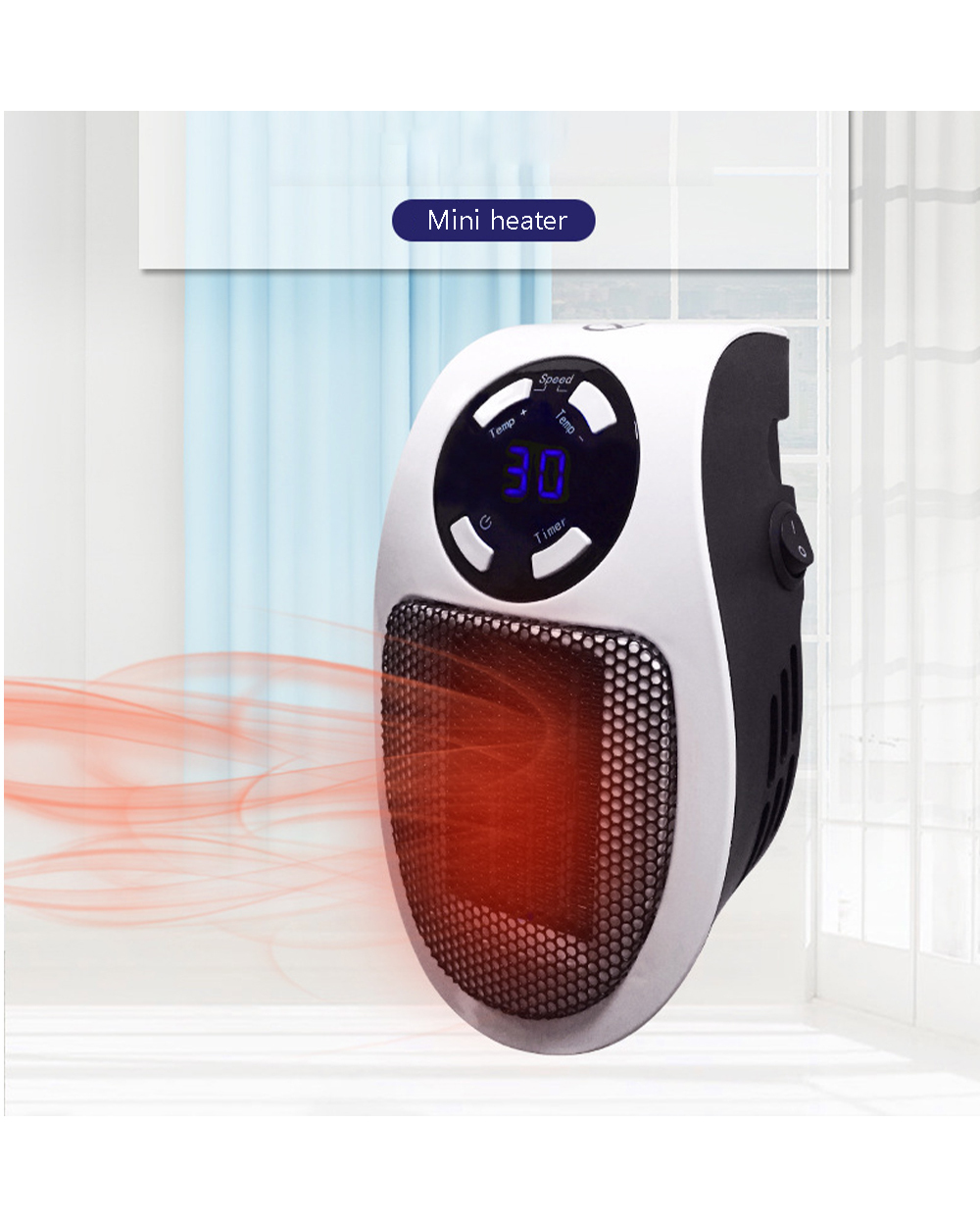 Portable Electric Heater Plug In Wall Heater Room Heating Stove Mini Household Radiator Remote Warmer Machine For Winte front-1