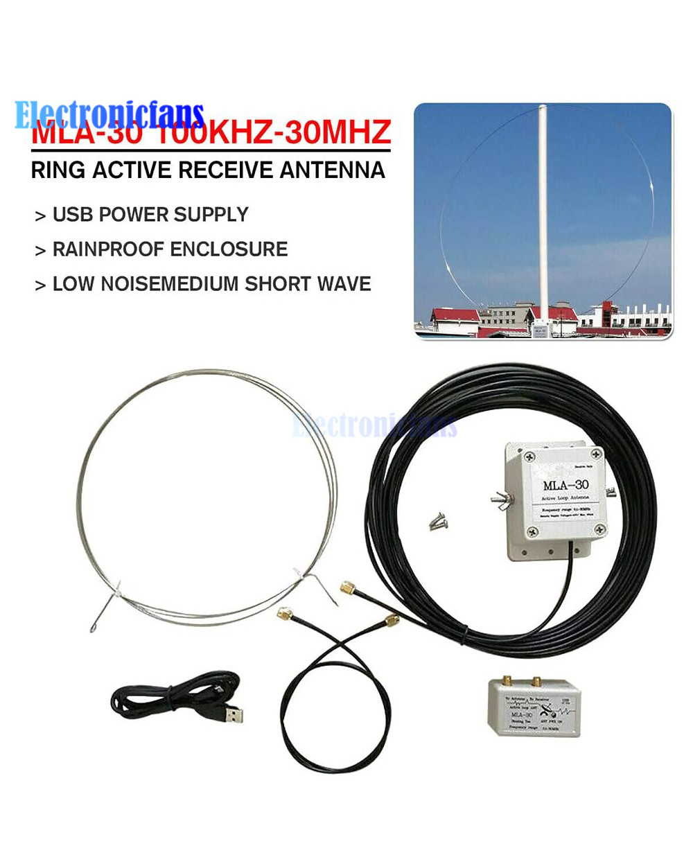 Mla-30+ (Plus) 0.5-30Mhz Ring Active Receive Antenna Sdr Loop Antenna Low Noise Medium Short Wave Radio Short Wave Ante front-2
