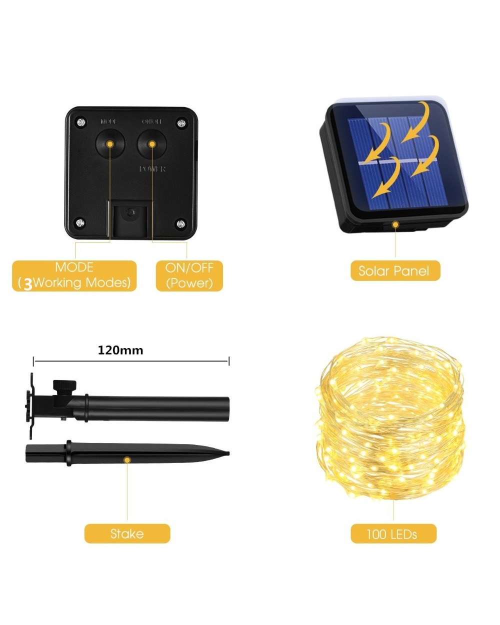D2 Solar String Fairy Led Lights 12M 100Led / 5M 50 Outdoor Waterproof Garland Solar Power Lamp Christmas For Garden D front-4