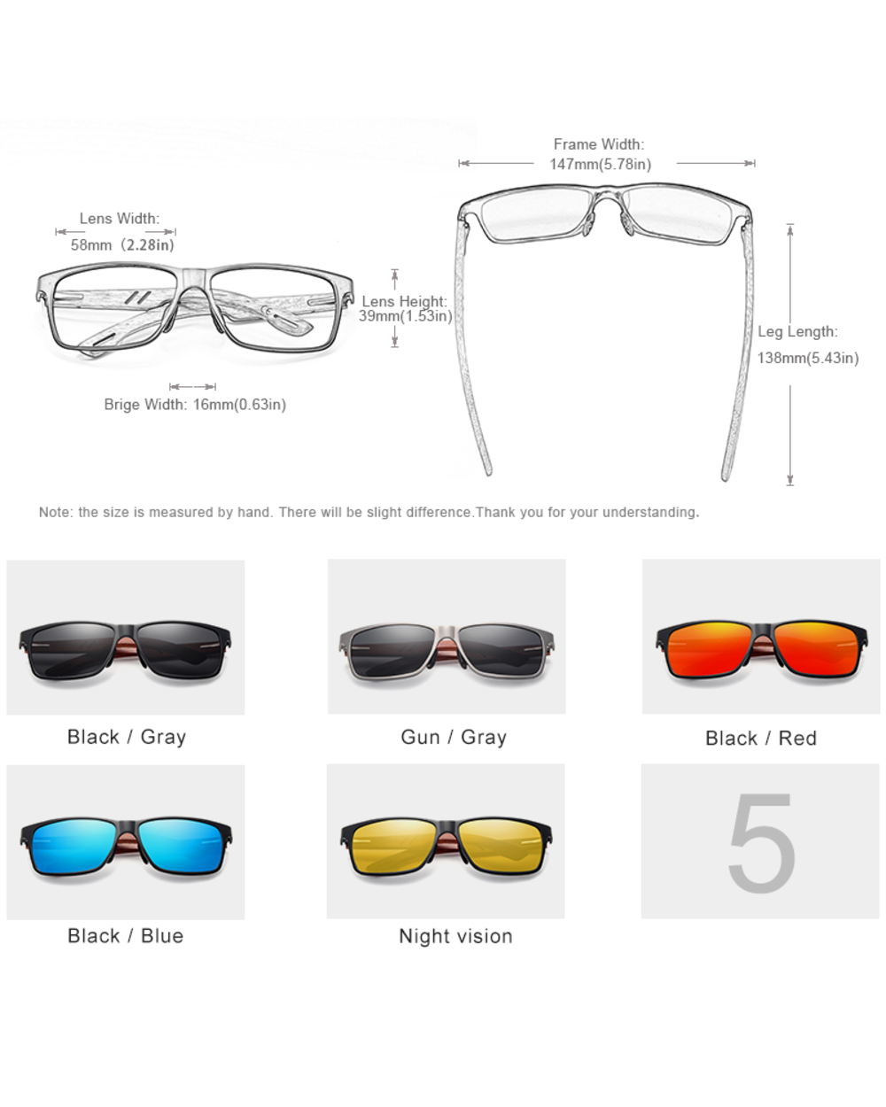 Kingseven Design Natural Bua Wooden+Aluminum Sunglasses Men Polarized Fashion Sun Glasses Square Uv400 Gafas De Sol front-4