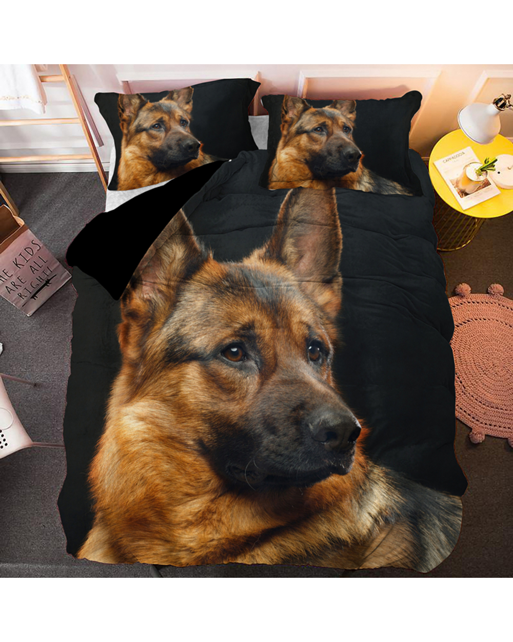 Euro Size Pet Dog Bedding Set German Shepherd Animal Duvet Cover 2/3pcs