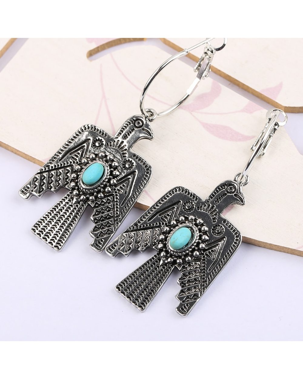 Retro Indian Tribe Eagle Drop Earing front-2