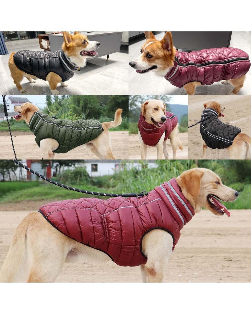 Winter Thick Large Dog Clothes Waterproof Soft Warm Dog Coat Jacket Reflective Pet Clothing Vest for Medium Large Dogs front-4