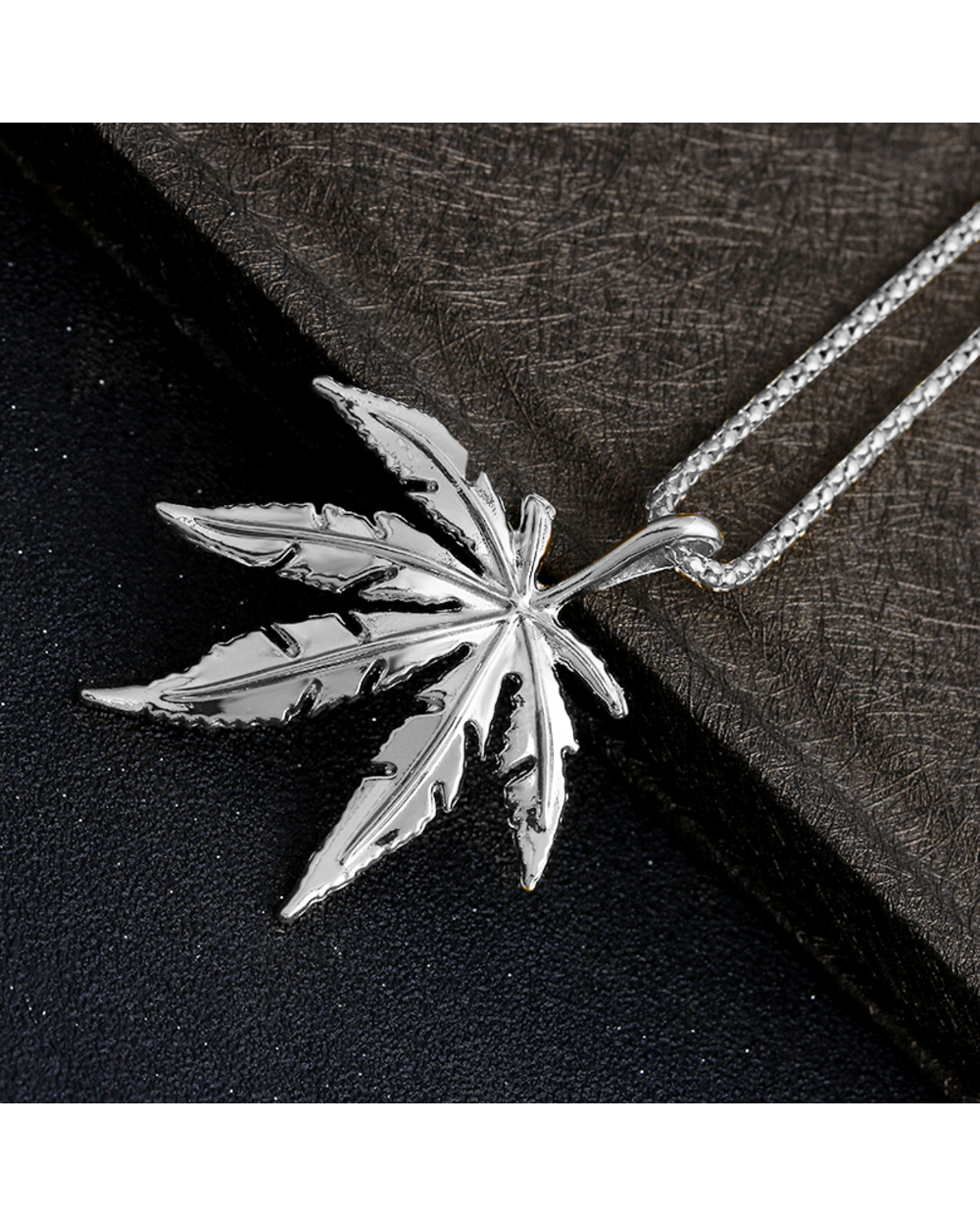 Weed Herb Charm Necklace Maple Leaf Pendant Necklace front-2