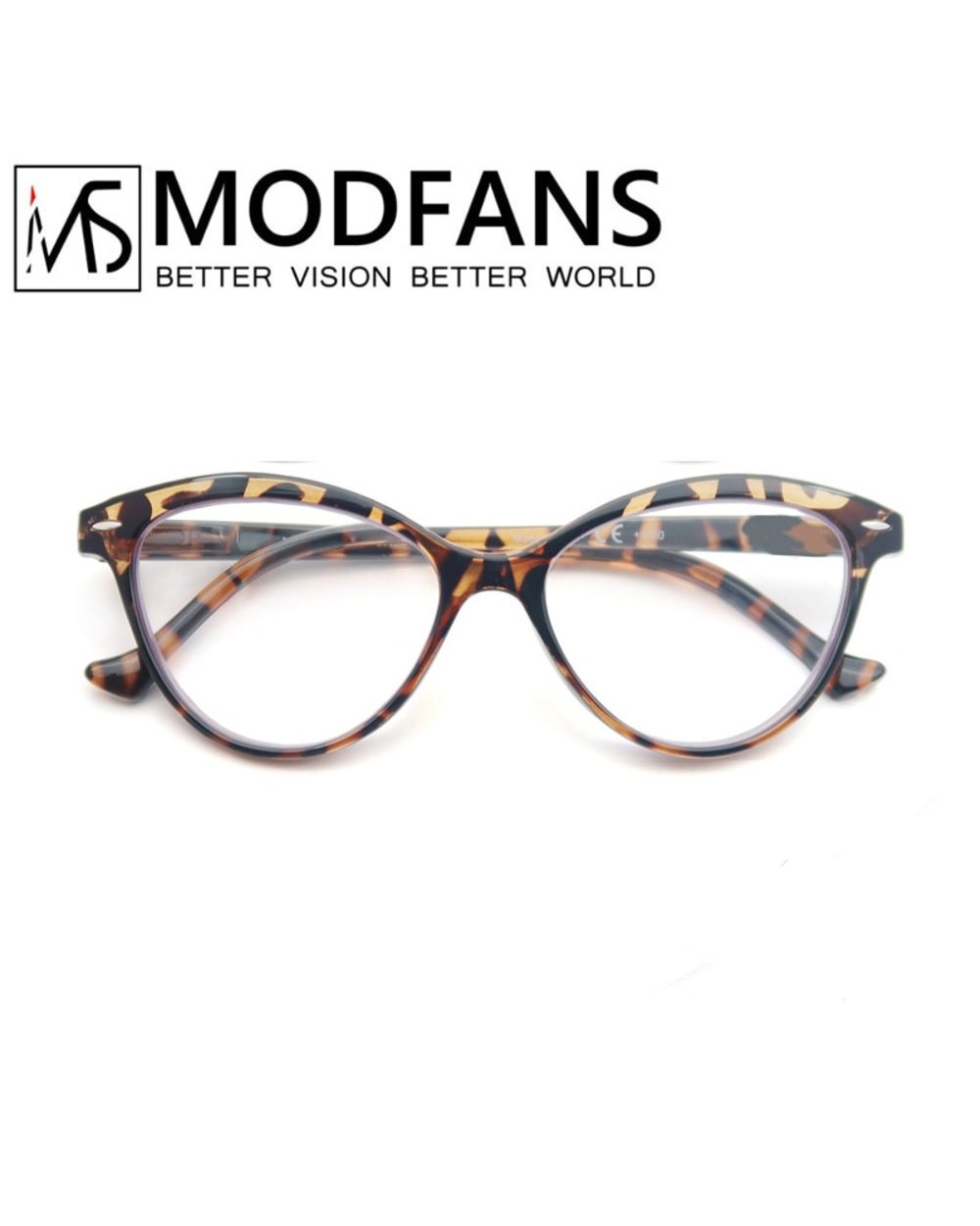 Modfans Cat Eye Reading Glasses Women Spring Hinge Lightweight Presbyopic Readers Eyeglasses With Diopter +0.5 To +4.0 front-2