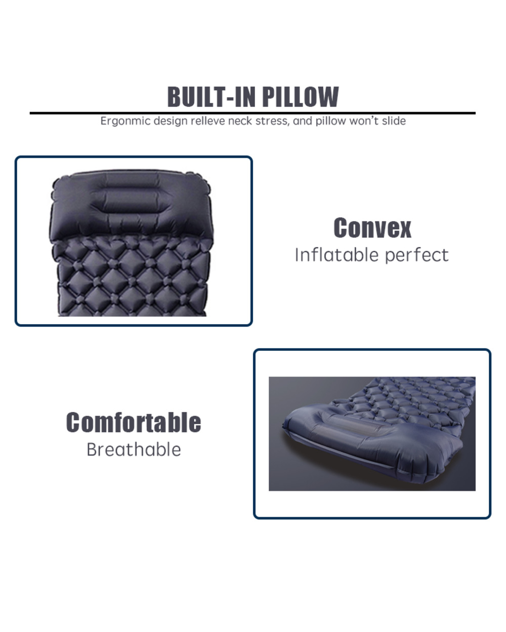 2022New Camping Sleeping Pad Camping Iatable Mattress With Pillows Travel Mat Folding Bed Ultralight Air Cushion Campin front-3