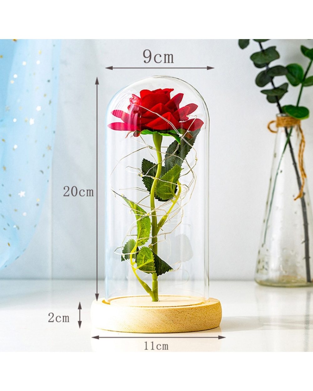 Valentines Day Gift for Girlfriend Eternal Rose LED Light Foil Flower In Glass Cover Mothers Day Gift front-3