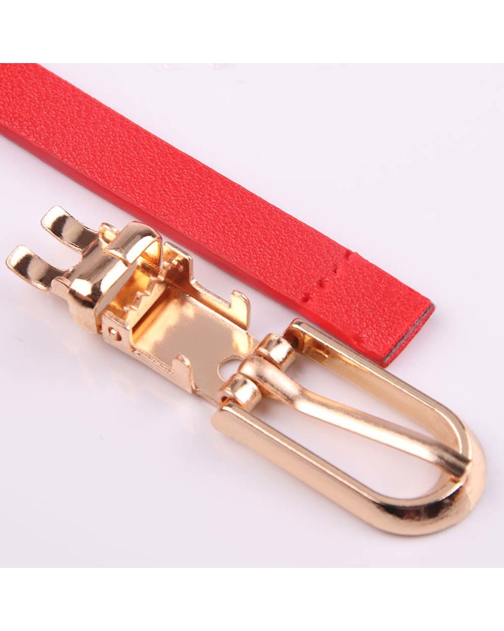 Women Faux Leather Belts Candy Color Thin Skinny Waistband Adjustable Belt Women Dress Strap front-4