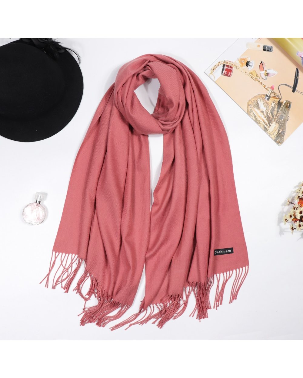 2022 Winter Cashmere Women Scarf Female Luxury Brand Scarves Lady Tassel Bandana Women Solid Shawl Wraps Foulard Tippet front-3