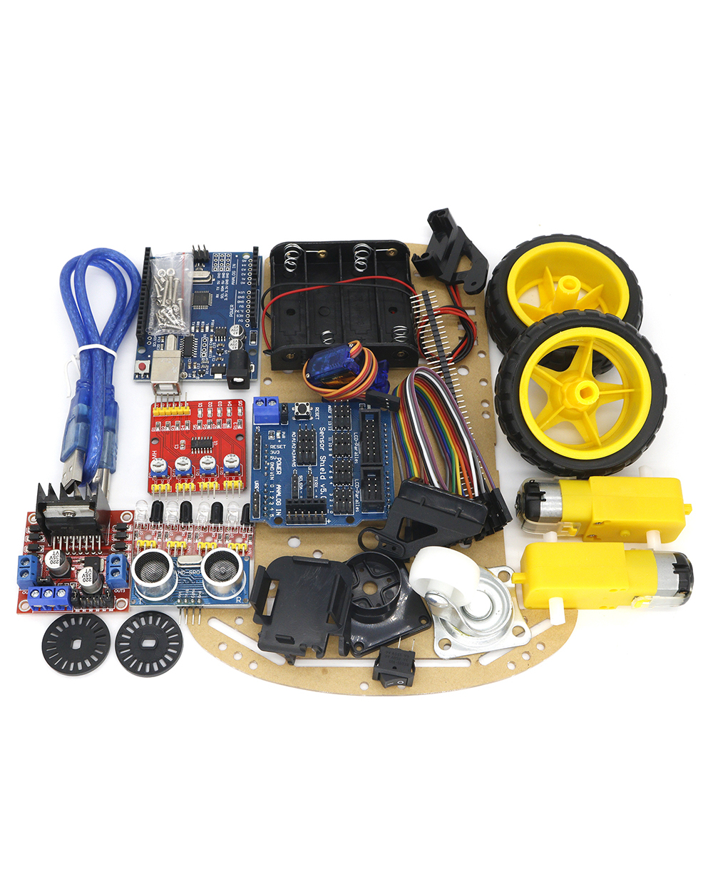 New Avoidance Tracking Motor Smart Robot Car Chassis Kit Speed Encoder Battery Box 2Wd 4Wd Ultrasonic Module For Arduin front-2