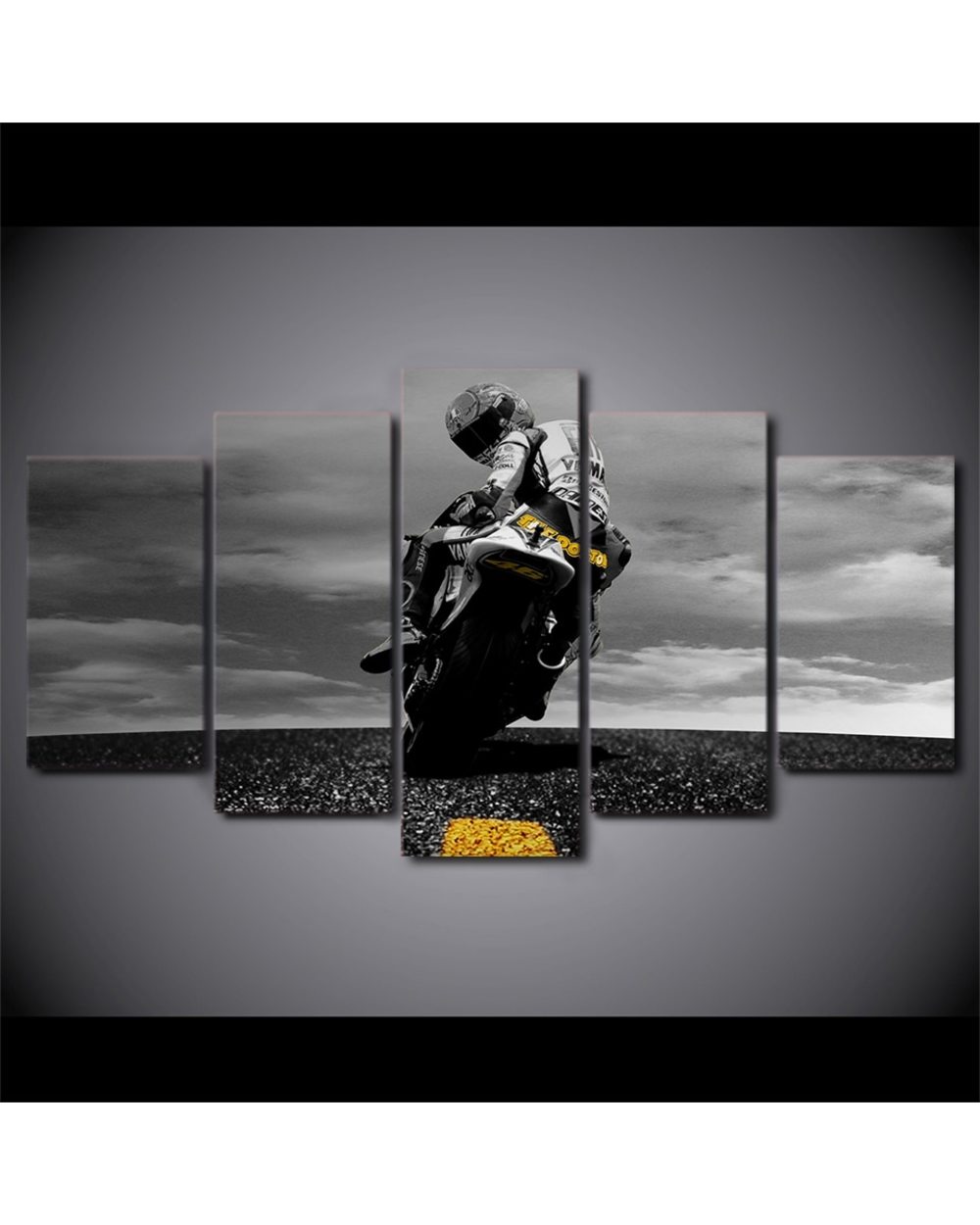 Motorcycle Drifting Poster Painting Motorcycle 5 Panel Canvas Art Wall Decor front-2