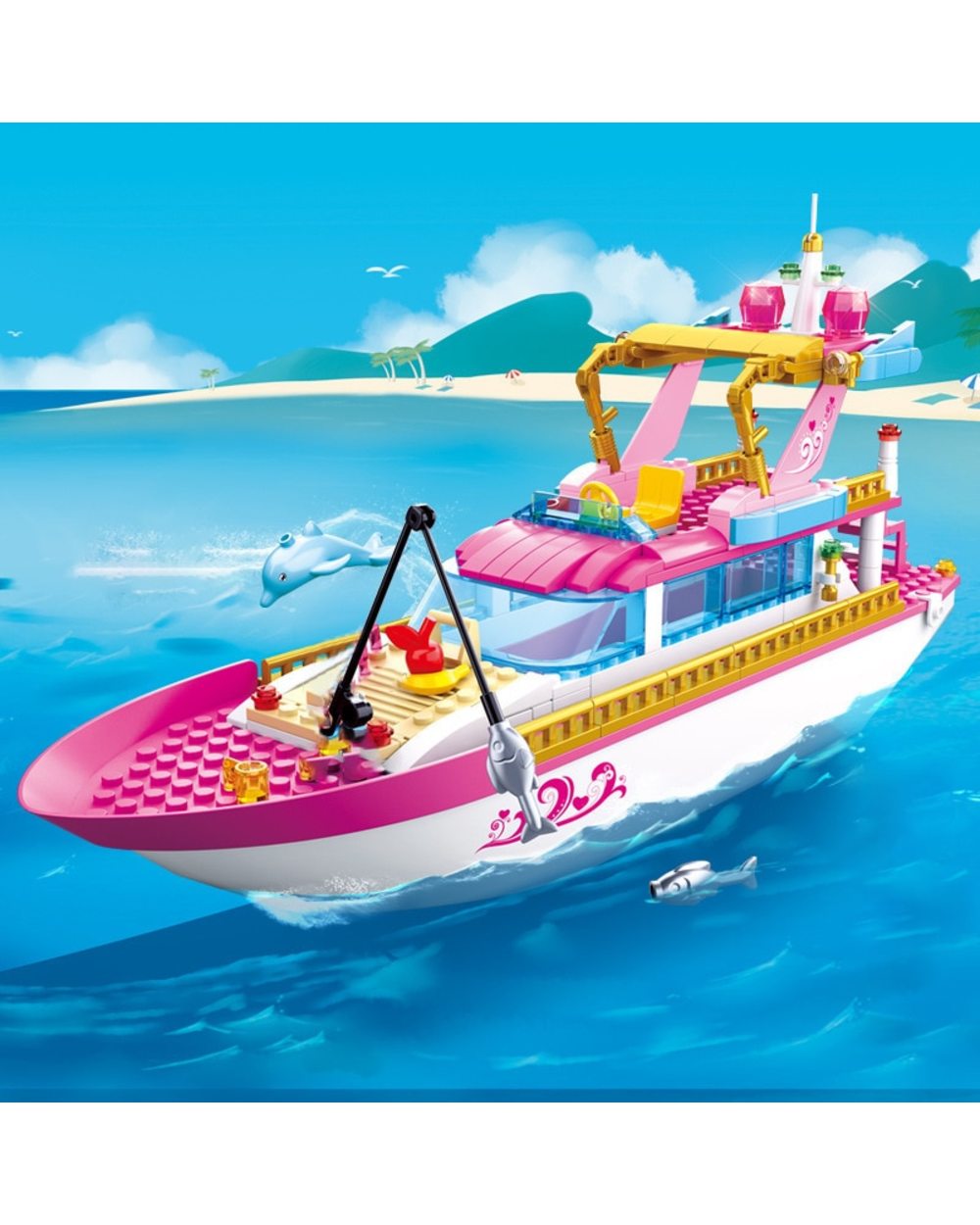 896pcs City Girl Friends Big Garden Villa Model Building Blocks Brick Yacht Playmobil Bricks High Tech Toys For Children front-3