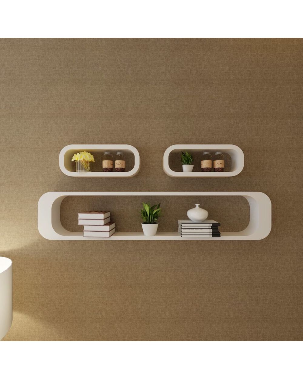 3 White Mdf Floating Wall Display Shelf Cubes Book/Dvd Storage front-2