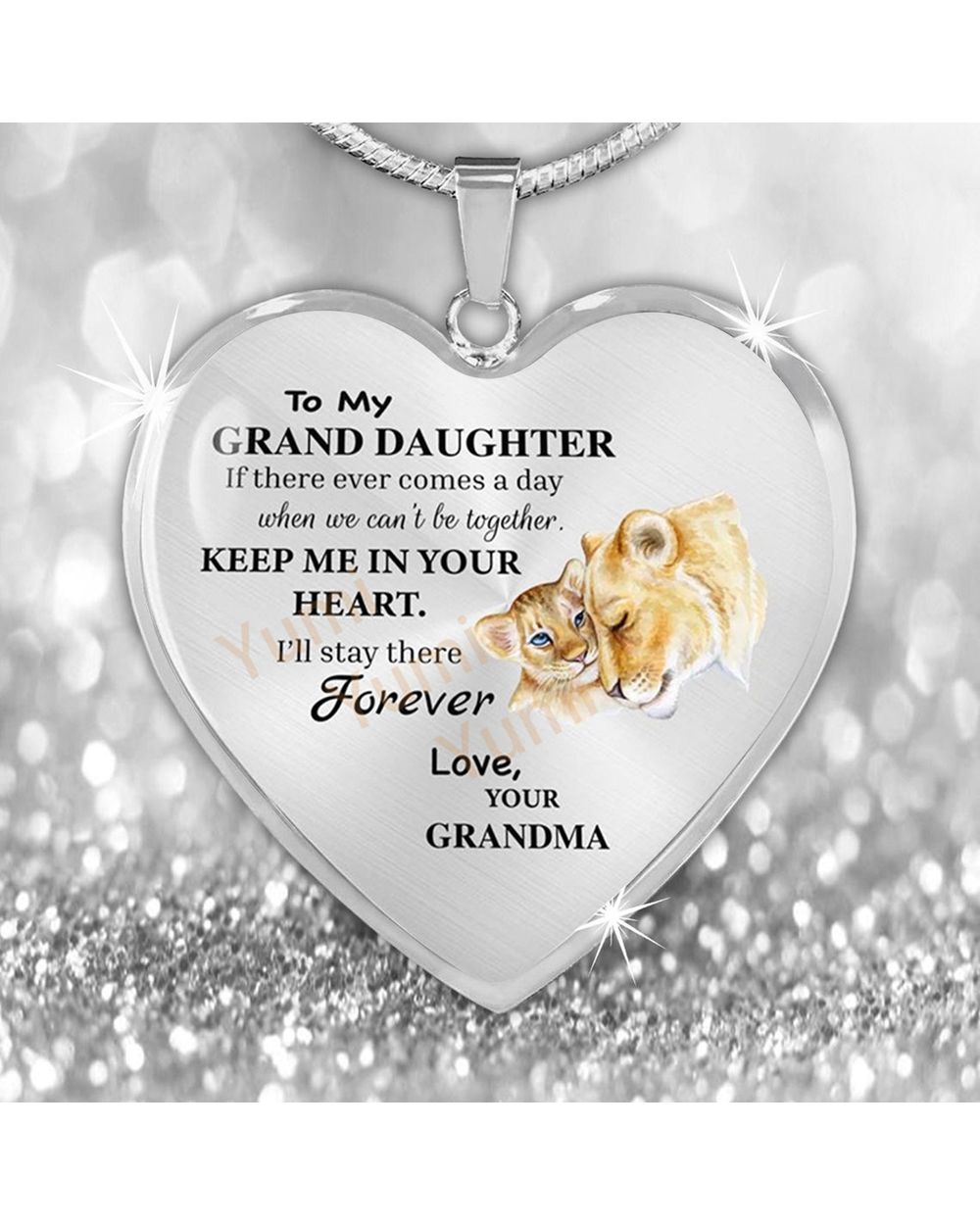 Cute Animal Heart Inspirational Necklace Love Your Grandma To My Granddaughter Necklaces front-1