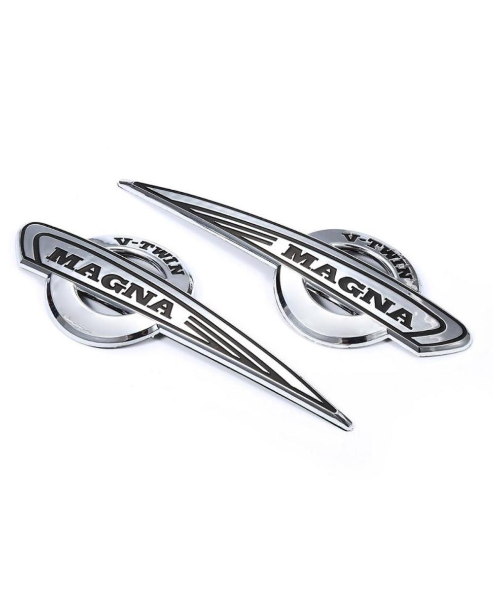 2pcs Motorcycle Fuel Gas Tank Sticker Decals Chrome 3D Motorbike Emblem Badge For Magna V-Twin VF500 VF700 VF750 VT250 front-2
