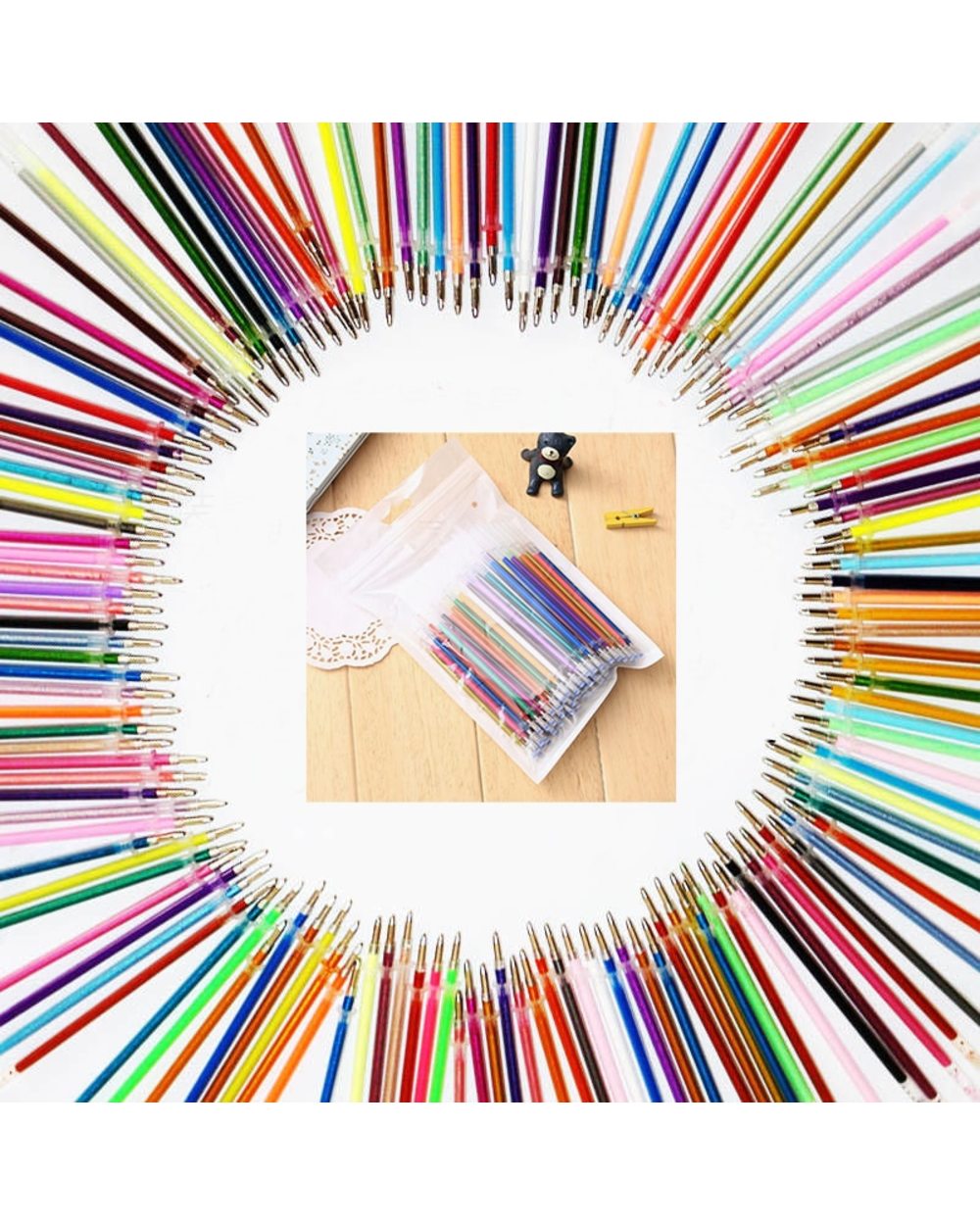 100 Colors Gel Pen Refill Rod 0.7mm Multi Colored Painting Gel Ink Pens front-2