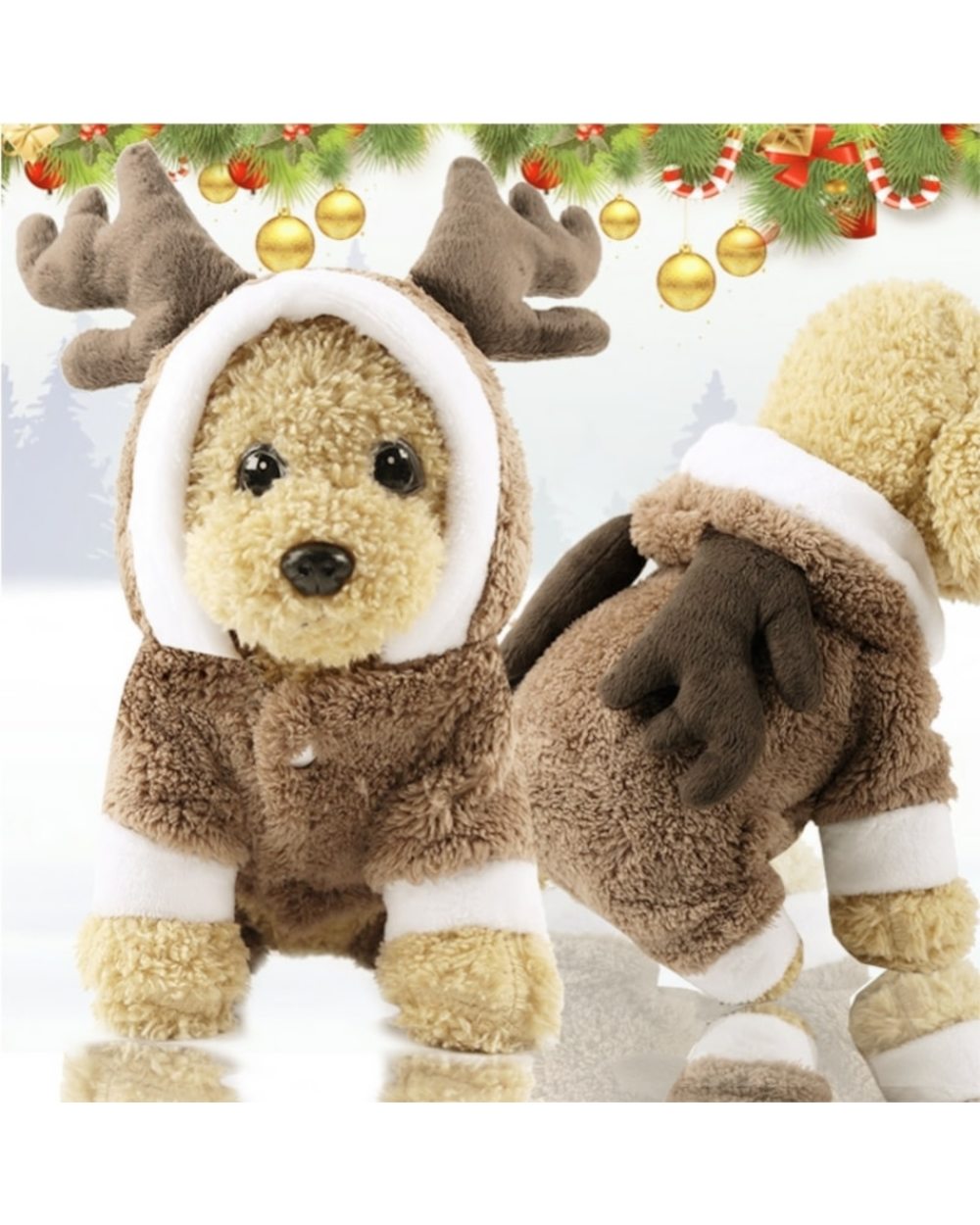 Dog Clothes Pet Dog Christmas Jacket Winter Warm Thick Cute Cartoon Small Dog Cloth Costume Puppy Kitten costume front-2