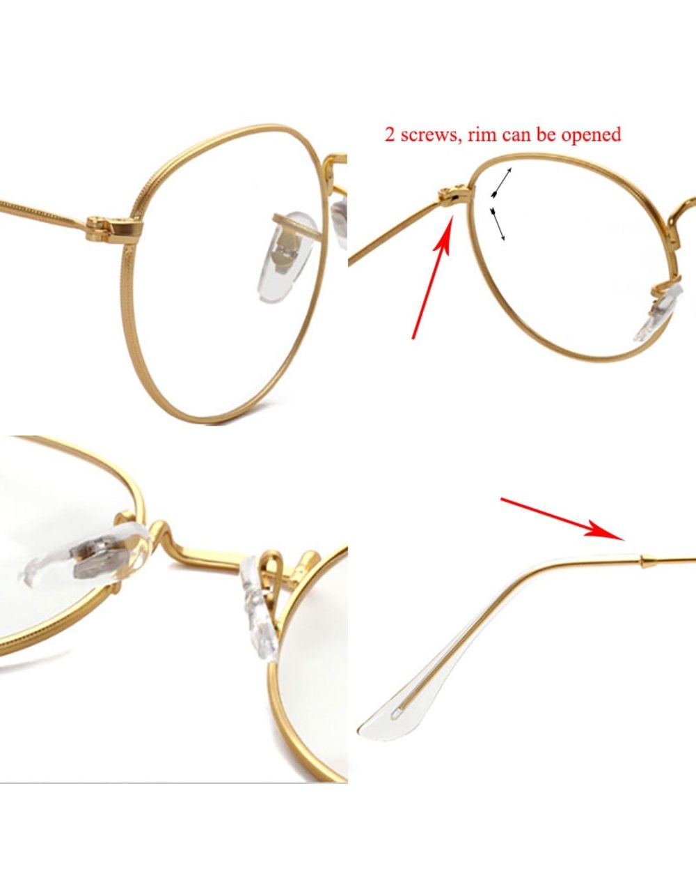 Shauna Classic Anti-Blue Light Glasses Frame Brand Designer Fashion Round Metal Optical Frames Computer Glasses front-2