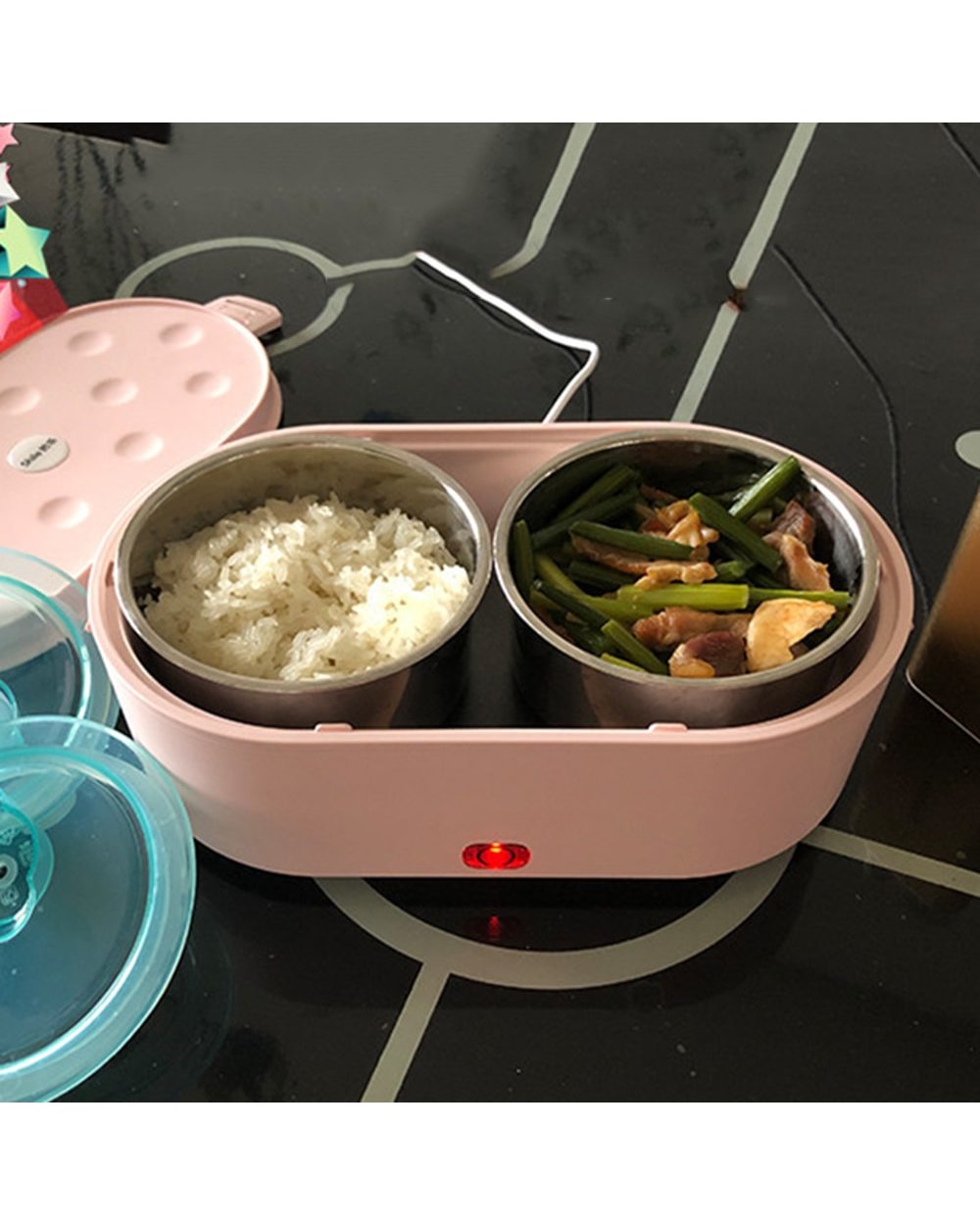 Electric Lunch Box Usb Bento Food Heater Container Car Home Office Travel Portable Warmer Stainless Steel Heating Rice front-5