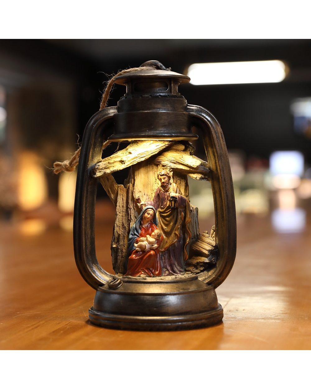 Home Decorations Nativity Set Jesus Figurine Christ Holy Family Statue Christmas Tree Decor LED Catholic Gift front-0