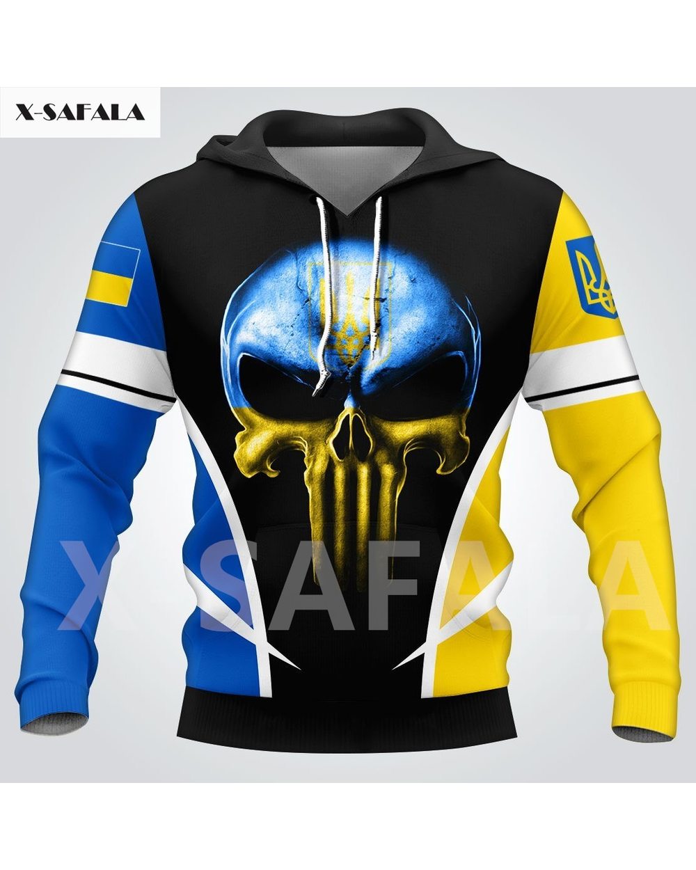 Ukraine Hoodie Support Ukraine Shirt Ukraine National Emblem Skull 3D Hoodie Stand With Ukraine Clothes front-0