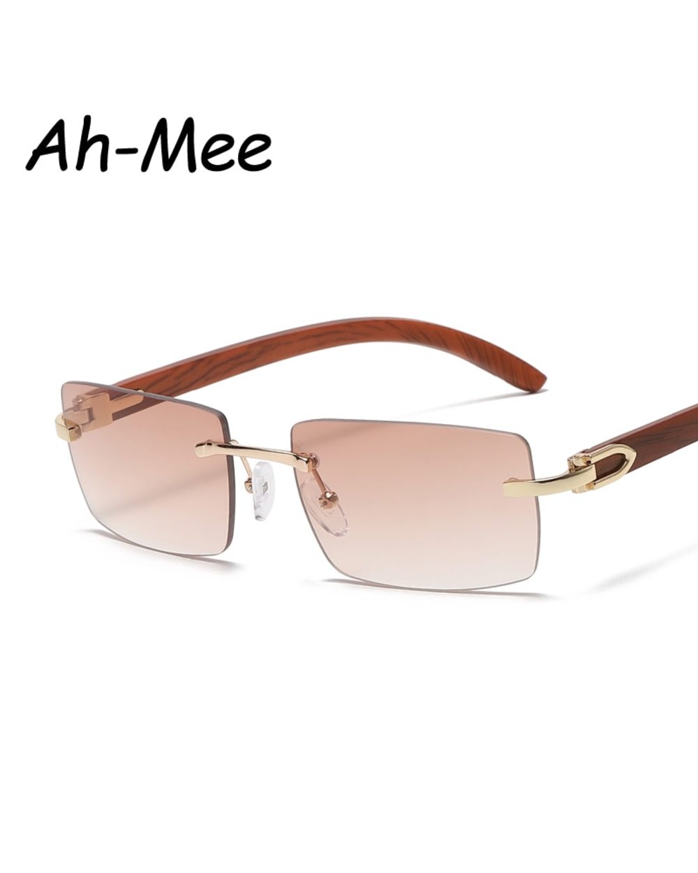 Sqaure Brand Designer Sunglasses Men Women Sun Glasses Wood Frames Rimless Black Eyeglasses Fashion Eyewear Gafas De Sol front-4