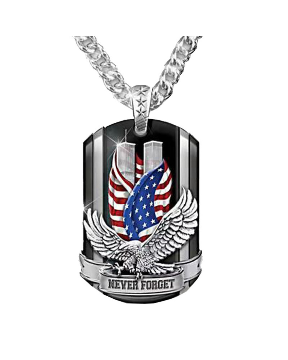 American Flag Pendant Necklace Eagle Pendant Men's Liberty Democracy Personality Unique Design Necklace front-2