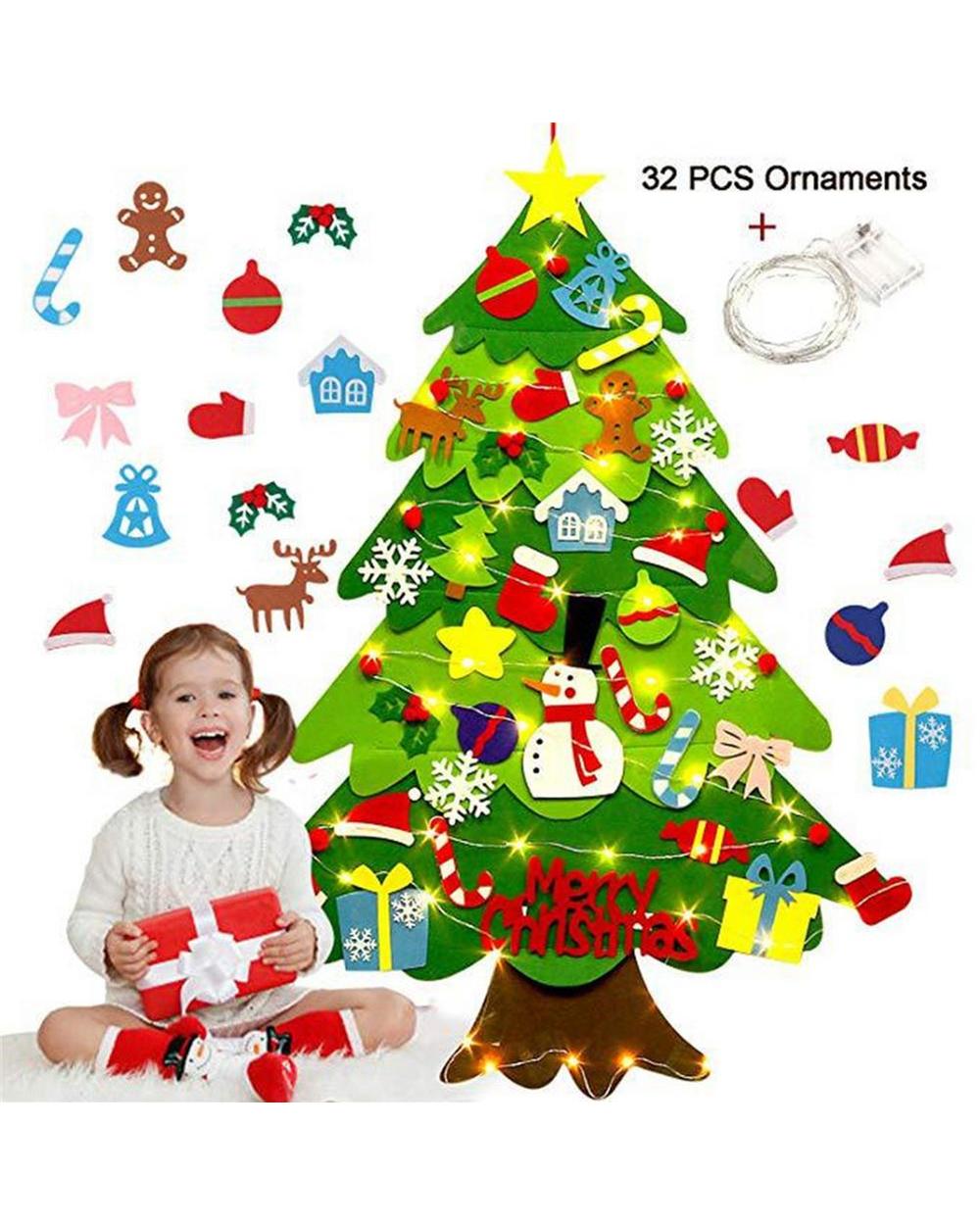 Kids Diy Felt Christmas Tree Christmas Decoration For Home Navidad New Year Gifts Christmas Ornts Holiday Party Home De front-0