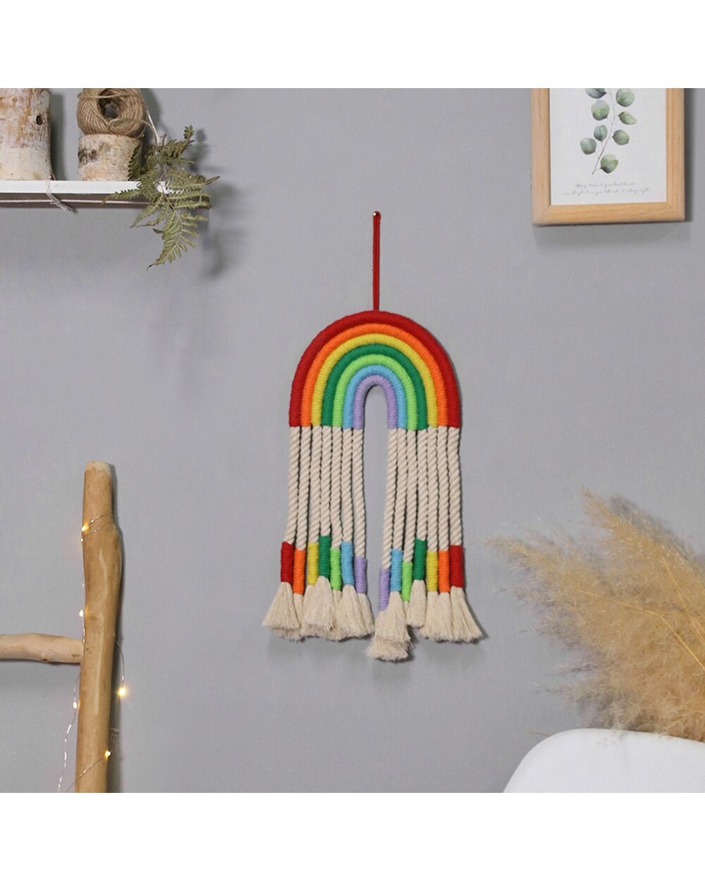 Rainbow Macrame Wall Hanging Tassel Christma Room Decor Kawaii Baby Kids Nursery Bedroom Home Decoration Gift VG06 front-5